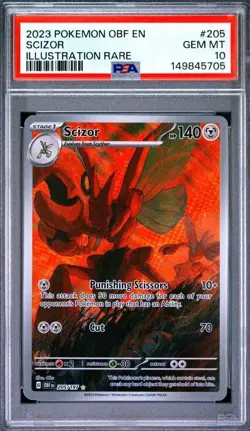 2023 POKEMON OBF EN-OBSIDIAN FLAMES ILLUSTRATION RARE #205 SCIZOR PSA 10 - Image 1