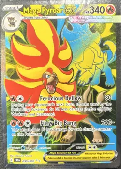 Mega Pyroar EX Pokemon TCG Chaos Rising 099/086 Full Art Holo Secret Rare - Image 1