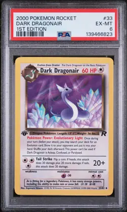 PSA EXCELLENT-MINT 6 2000 POKEMON ROCKET 33 DARK DRAGONAIR 1ST EDITION - Image 1