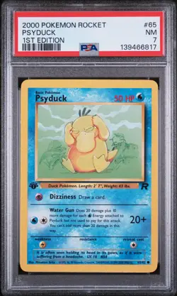 PSA NEAR MINT 7 2000 POKEMON ROCKET 65 PSYDUCK 1ST EDITION - Image 1