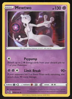 Mewtwo 059/159 Holo Rare Crown Zenith Pokemon Holo Near Mint - Image 1