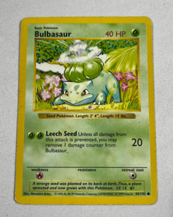 Pokemon TCG Bulbasaur 44/102 Base Set Shadowless Common Vintage 1999 WOTC LP - Image 1