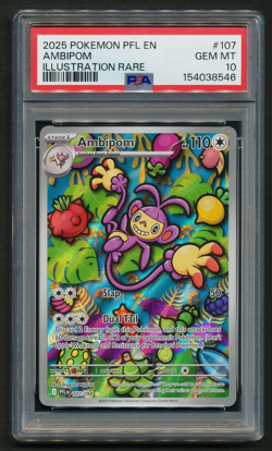 Ambipom 107/094 IR Illustration Rare Holo Pokemon 2025 Phantasmal Flames PSA 10 - Image 1