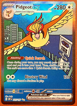 Pokemon Pidgeot ex 225/197 SV03: Obsidian Flames Special Illustration Rare NM - Image 1