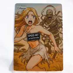 Altered Art MTG Card - Plains - Anime Girl running from Monster - Image 1