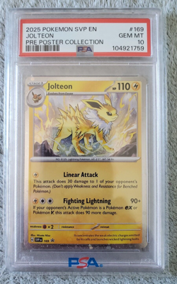 2025 POKEMON SVP EN SV BLACK STAR PROMO 169 JOLTEON PRE POSTER COLLECTION PSA 10 - Image 1