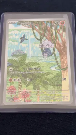 Pokemon Meditite 153/142 Sv07: Stellar Crown Illustration Rare Holo Eng HP 70 - Image 1