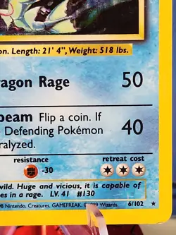 Pokemon TCG Gyrados Base Set Holo 6/102 HP/DMG - Image 4