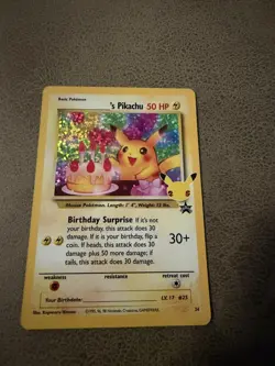 Pokemon TCG Birthday Pikachu ___'s Pikachu Wotc Promo 1999 EN Holo #24 HP50 - Image 1