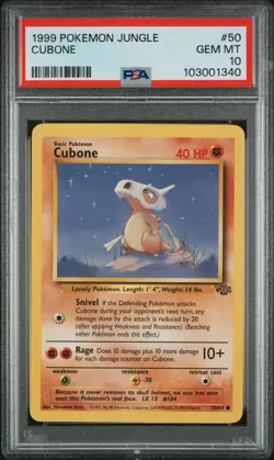 1999 POKEMON JUNGLE #50 CUBONE PSA 10 - Image 1