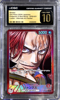 One Piece TCG JPN Shanks Alt Art CGC 10 Pristine, Emperors New World OP09-001 - Image 1