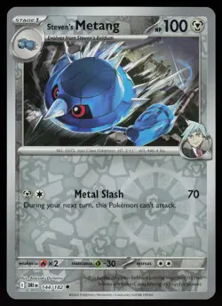 Steven's Metang 144/182 Uncommon Destined Rivals Pokemon Reverse Holo Near Mint - Image 1