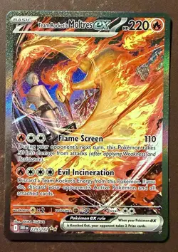 Pokemon Team Rocket's Moltres ex 229/182 Destined Rivals Full Art Holo 220 HP - Image 1