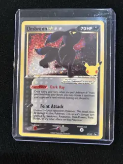 Pokemon Umbreon Star Shiny Holo 17/17 70HP Feint Attack 2007 TCG Card - Image 1