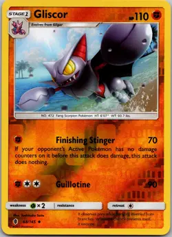 POKEMON GLISCOR 68/145 UNCOMMON REVERSE HOLO GUARDIANS RISING NM/M - Image 1