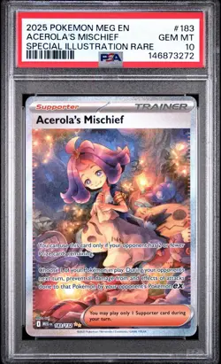 2025 POKEMON MEG EN-MEGA EVOLUTION #183 ACEROLA'S MISCHIEF PSA 10 - Image 1