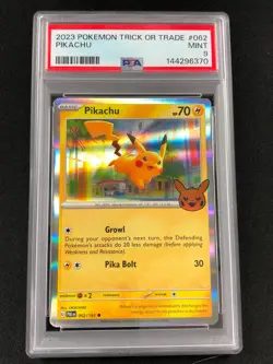 Pokemon 2023 Pikachu Trick Or Trade 062/193 Holo PSA 9 - Image 1