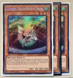 Yugioh! 3x Lightning, Dragon Ruler of Drafts BLMM-EN124 Secret Rare 1st Ed NM - Image 1