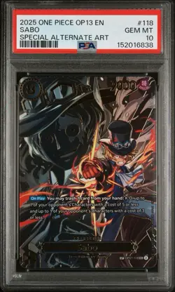 2025 One Piece OP13 EN Sabo Special Alternate Art SP #118 PSA 10 GEM MINT - Image 1