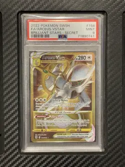 2022 PSA 9 FA Arceus VSTAR #184 Full Art Secret Rare Gold Pokemon TCG SWSH BS - Image 1