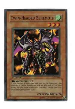 Yugioh- 1X Twin-Headed Behemoth - Super Rare - 1st Edition - LOD-063 - LP - Image 1