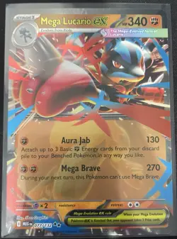 Mega Lucario ex 077/132 Double Rare Pokemon Mega Evolution IN-HAND English Card - Image 1