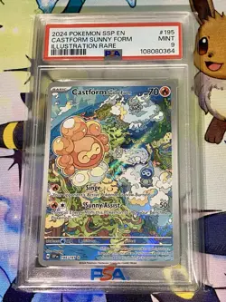 PSA 9 Castform Sunny Form 195/191 Surging Sparks Holo Pokemon Card - Image 1
