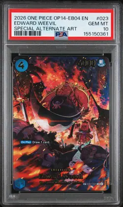 2026 ONE PIECE THE AZURE SEA'S SEVEN SPECIAL ALT ART #023 EDWARD WEEVIL PSA 10 - Image 1