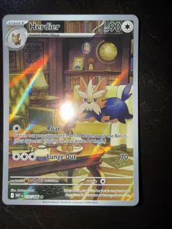 Pokemon TCG Herdier 155/086 SV White Flare Holofoil Card - Image 1