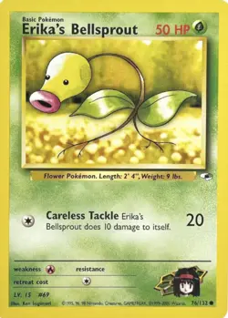Erika's Bellsprout 76/132 Gym Heroes Pokemon Card NM - Image 1