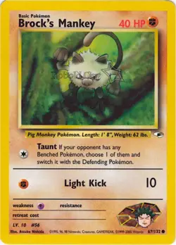 Brock's Mankey Gym Heroes 67/132 Pokemon Card NM - Image 1