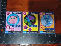 Lotx3 Vintage Burger King Pokemon Tear-Out Perforated Cards; #39, 41, & 144 - Image 1