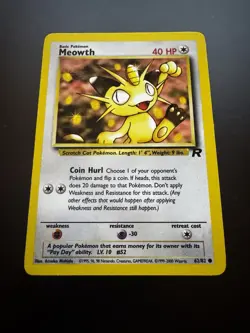 Pokemon TCG - MEOWTH 62/82 - Unlimited - Team Rocket 2000 - WOTC - VINTAGE - MP - Image 1