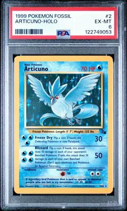 Articuno- Holo Fossil - 1999 Pokemon TCG WotC PSA Graded 6 - Image 1