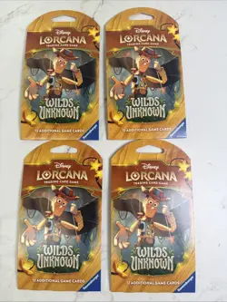 4 Booster Packs Disney Lorcana TCG Wilds Unknown 48 Sealed New Game Cards Rare - Image 1