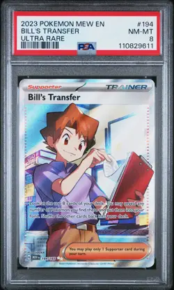 2023 POKEMON MEW EN-151 ULTRA RARE #194 BILL'S TRANSFER PSA 8 - Image 1