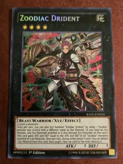Zoodiac Drident Secret 1st Edition RATE-EN053 NM Yugioh - Image 1