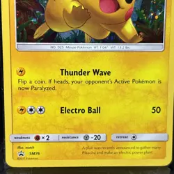 Pokemon TCG Pikachu SM76 Sun and Moon Promos Holo Card HP Collectible Card - Image 2