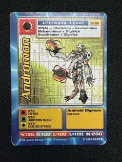 Andromon TB-08 Digimon Card 2000 Taco Bell Promo Rare LP Off-Center - Image 1