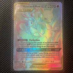 Pokemon Mewtwo Mew Tag Team GX TCG Holo Card Unified Minds 242/236 Secret Rare - Image 1