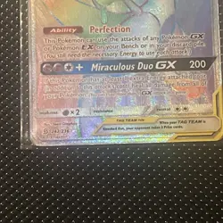 Pokemon Mewtwo Mew Tag Team GX TCG Holo Card Unified Minds 242/236 Secret Rare - Image 3