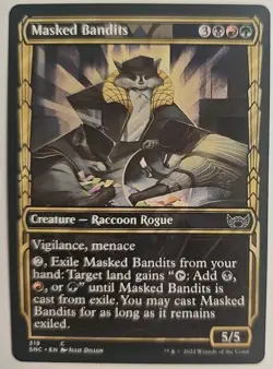 MTG Magic The Gathering Card Masked Bandits Creature Raccoon Rogue SNC 2022 - Image 1