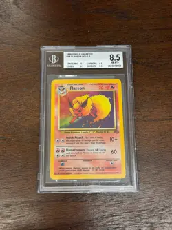 1999 Pokemon Jungle Unlimited 3/64 Flareon Holo Rare BGS 8.5+ (with subs) NM-MT - Image 1