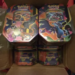 Sealed Pokemon Mega Charizard Ex X and Y Tin Set - Image 1