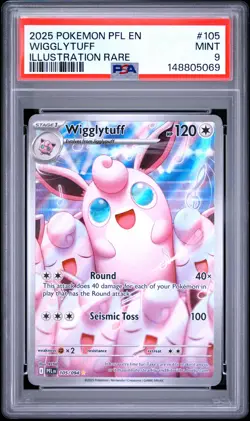 2025 POKEMON PFL EN-PHANTASMAL FLAMES ILLUSTRATION RARE #105 WIGGLYTUFF PSA 9 - Image 1