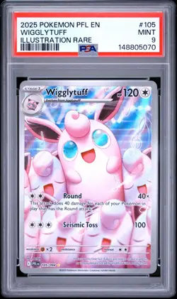 2025 POKEMON PFL EN-PHANTASMAL FLAMES ILLUSTRATION RARE #105 WIGGLYTUFF PSA 9 - Image 1