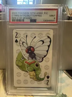 Pokemon 2006 Caterpie/Metapod/Butterfree 2 10th Anniversary Playing Cards PSA 9 - Image 1
