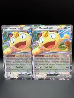 Meowth ex 062/088 Paradox Rift Pokemon TCG Full Art Holo 2-Card Lot English - Image 1