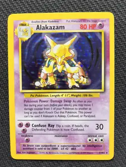 Alakazam Base Set 1/102 Pokemon Card Holo Rare Unlimited - Image 1