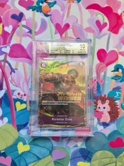 BGS 10 Gem Mint Zoro P-045 Pre-Release Winner Promo English One Piece Card - Image 1